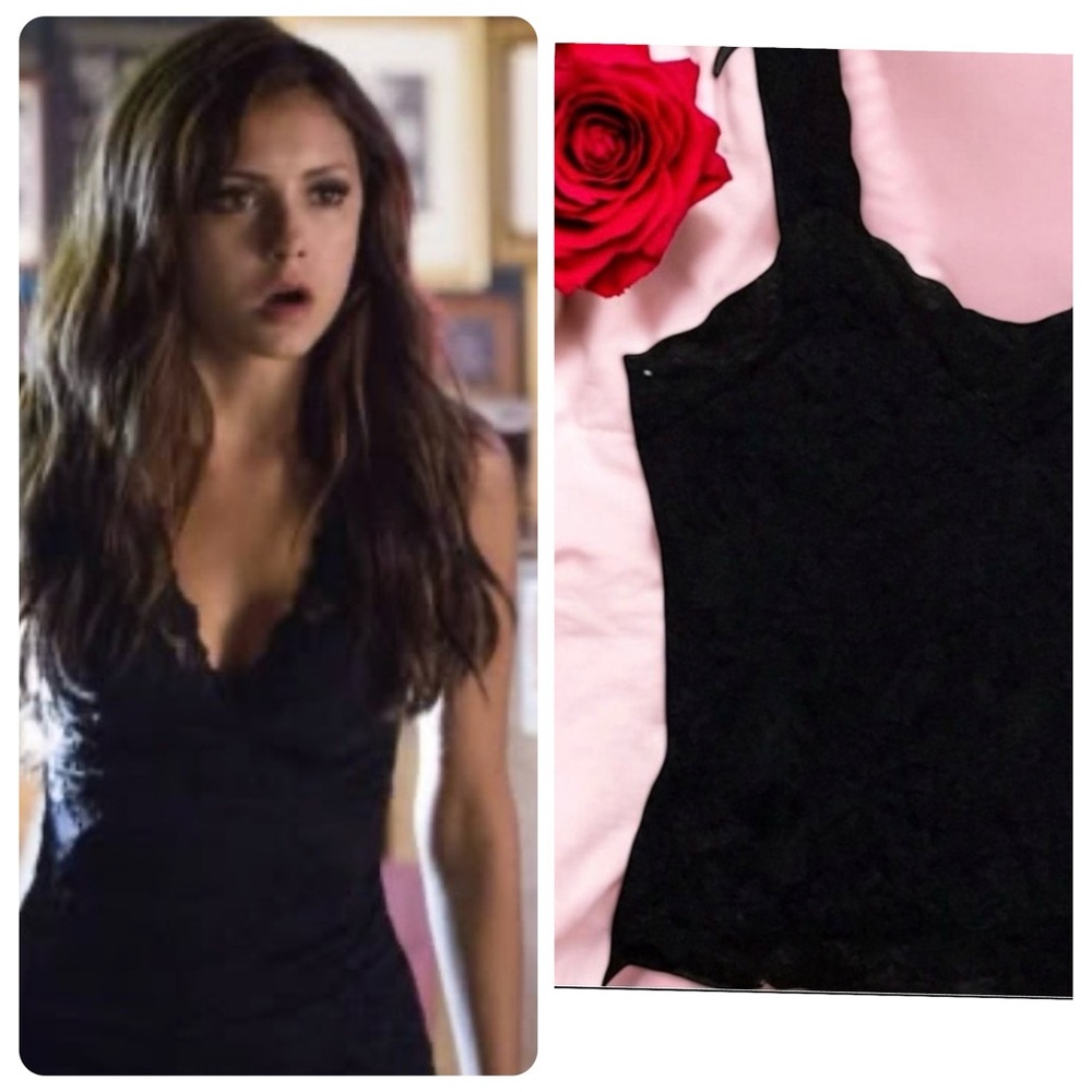 VAMPIRE DIARIES KATHERINE PIERCE BLACK LACE 1X CAMISOLE CAMI GOTHCORE FAIRYGOTH